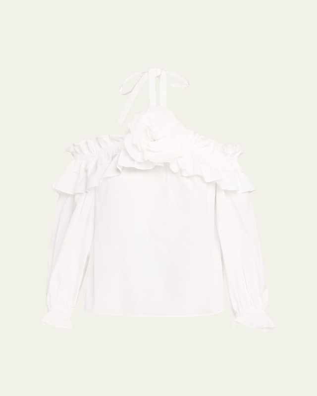 Flower Halter Cold-Shoulder Top